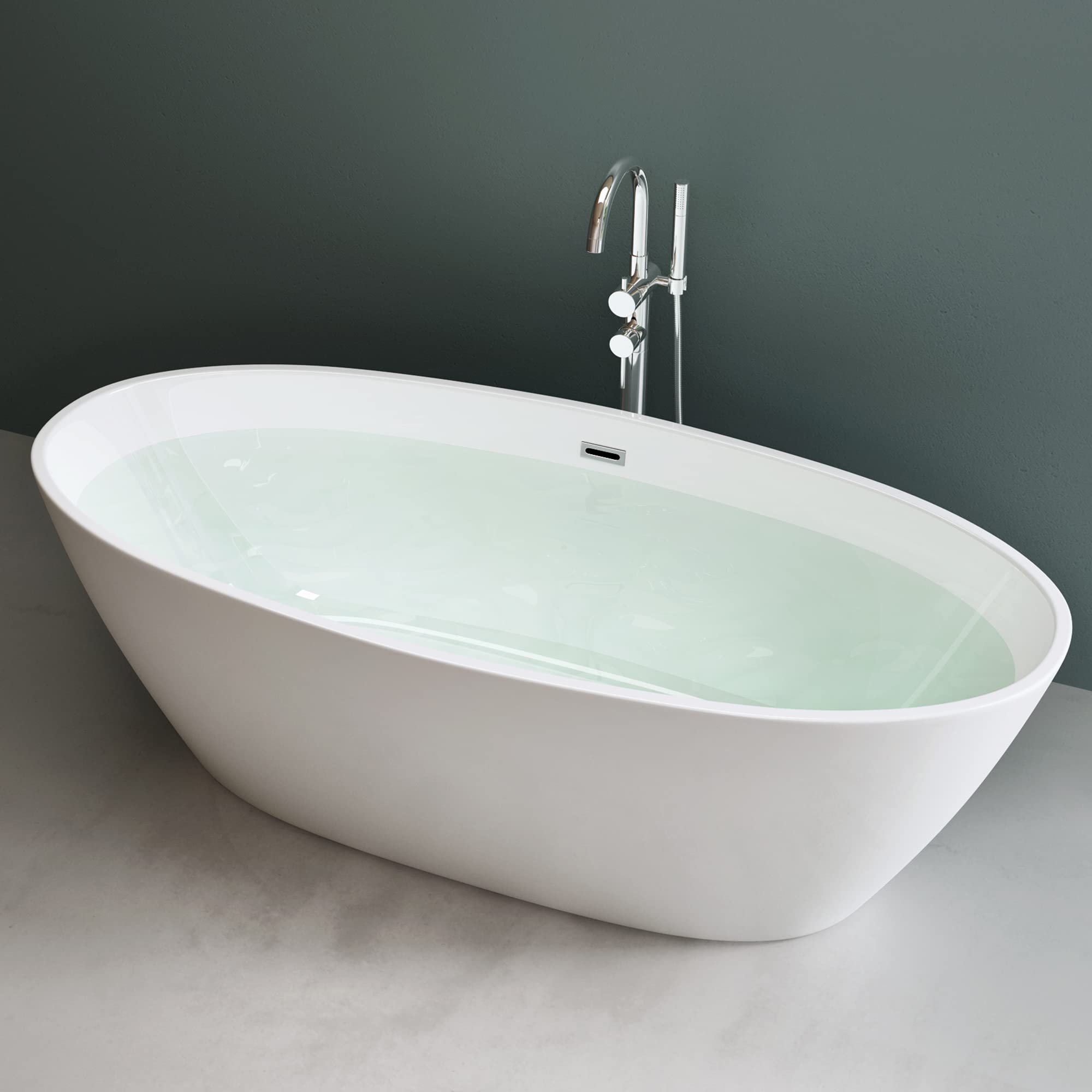 Mai & Mai Freistehende Badewanne aus Acryl inkl. Pop-Up Ablaufgarnitur