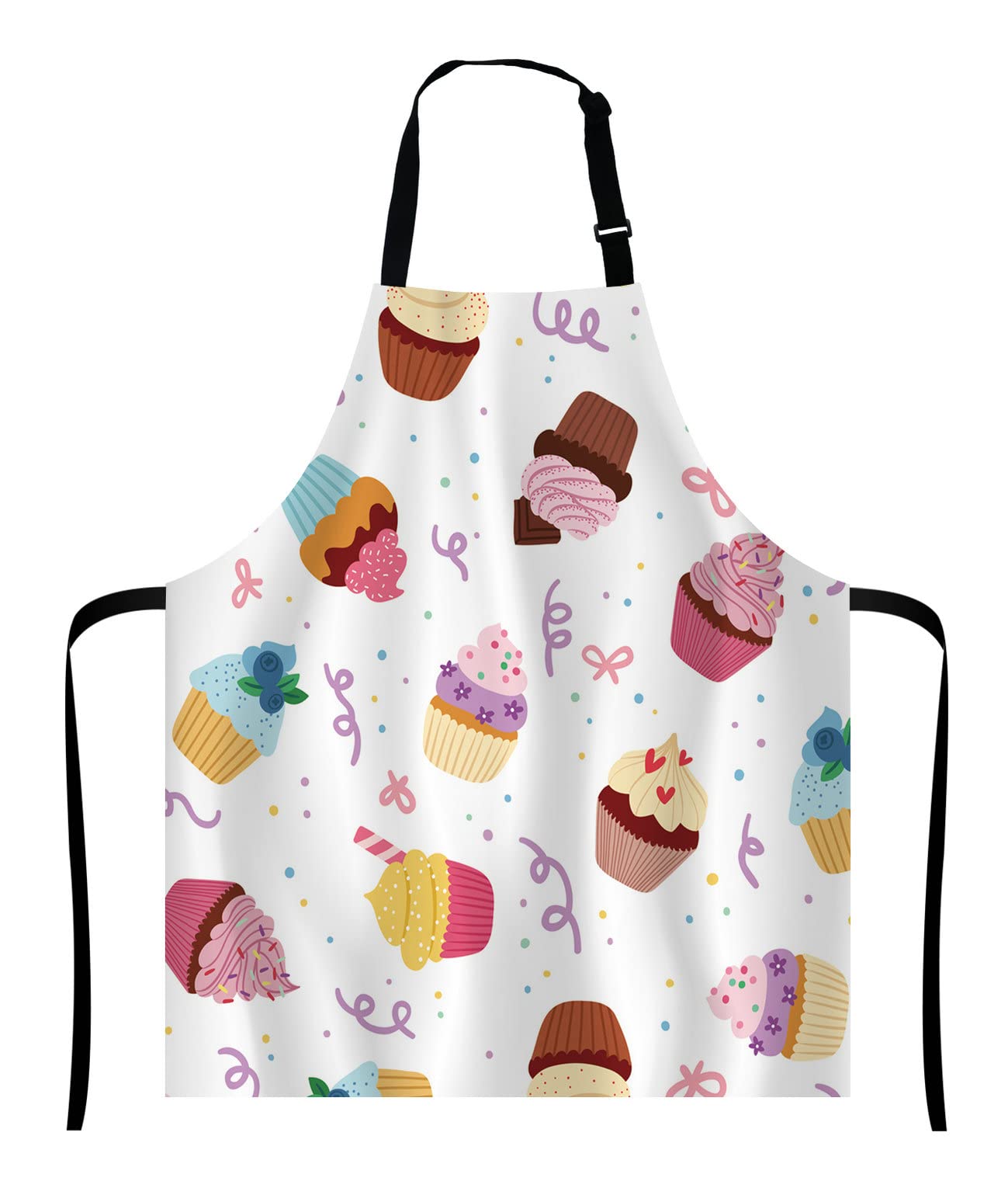 Wasach Unisex Multi 84 Little Delicious Cupcakes Adjustable Bib, Cooking Kitchen Apron For Men Women