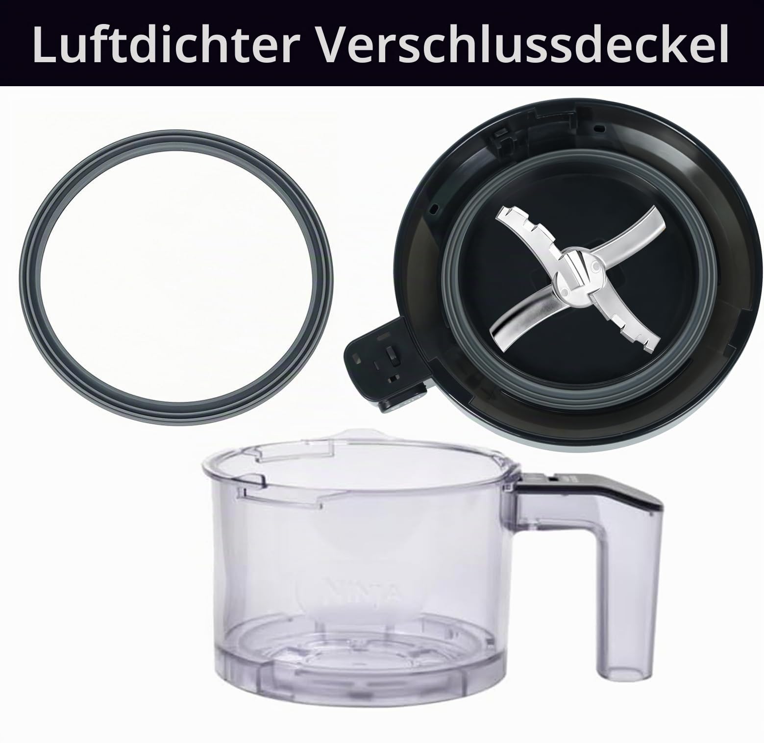 Äußerer Schüsseldeckel mit Paddel, kompatibel mit Ninja NC301 NC300 Serie, wiederverwendbarer BPA-freier Ersatzdeckel, Creami-Zubehör passend für NC299AMZ/NC301/NC300/NC201/NC101 Serie