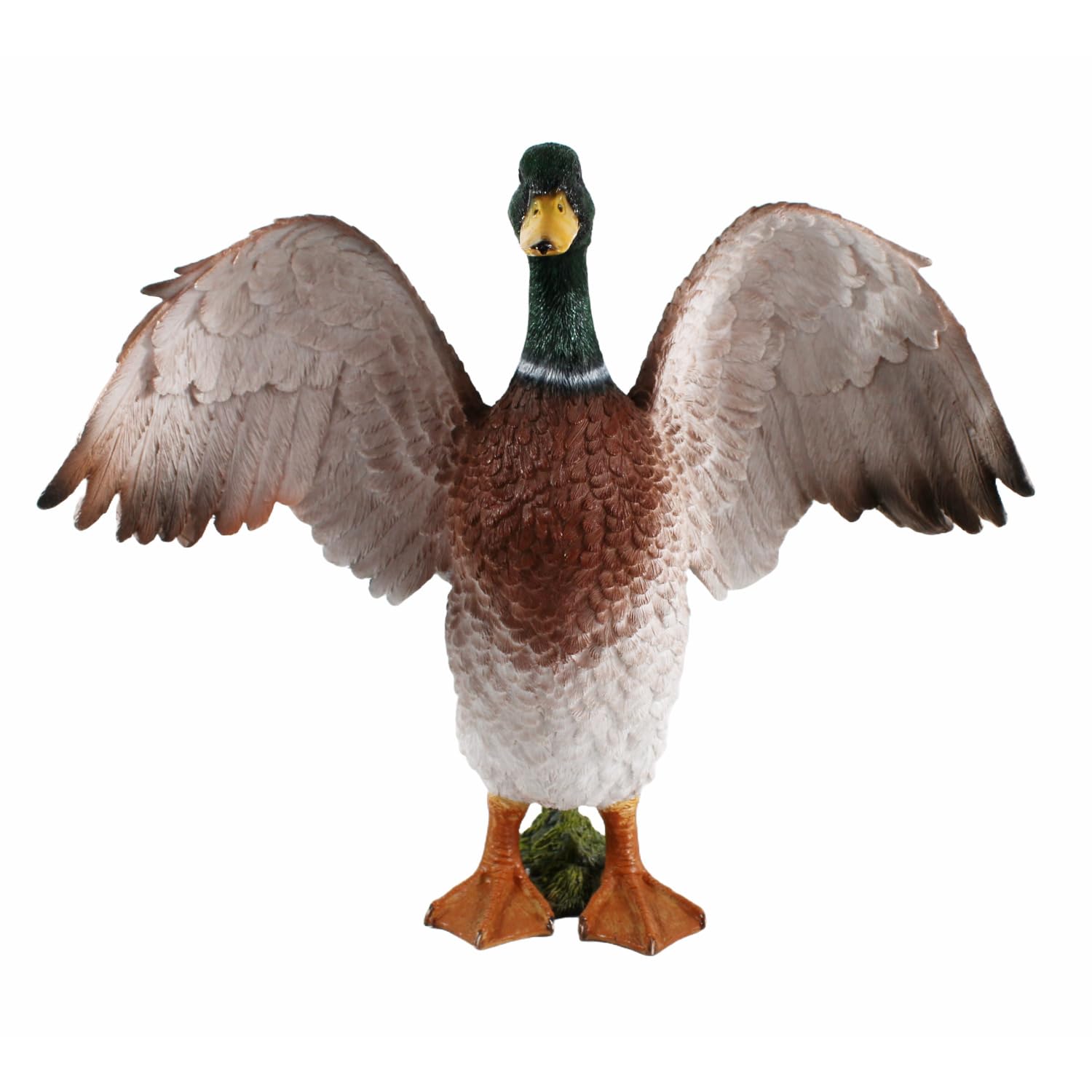 colourliving Enten Figur XL Deko Ente Groß, lebensecht und handbemalt, mit geöffneten Flügeln Deko Enten für den Garten oder Gartenteich