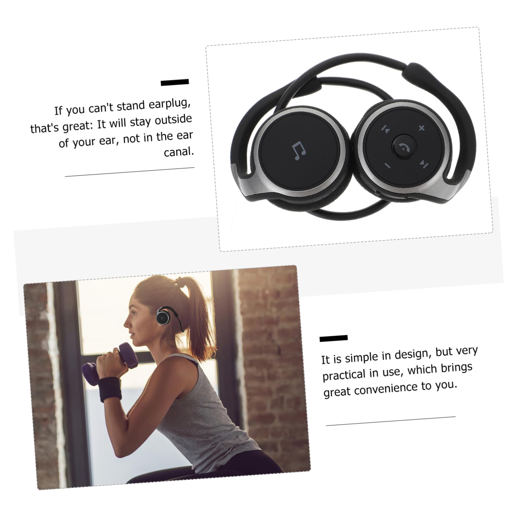 Angoily Auricolari Wireless Earbuds Versione 4.1 Gancio Auricolare, Design Ergonomico in Abs, per Running e Palestra, Colore Nero