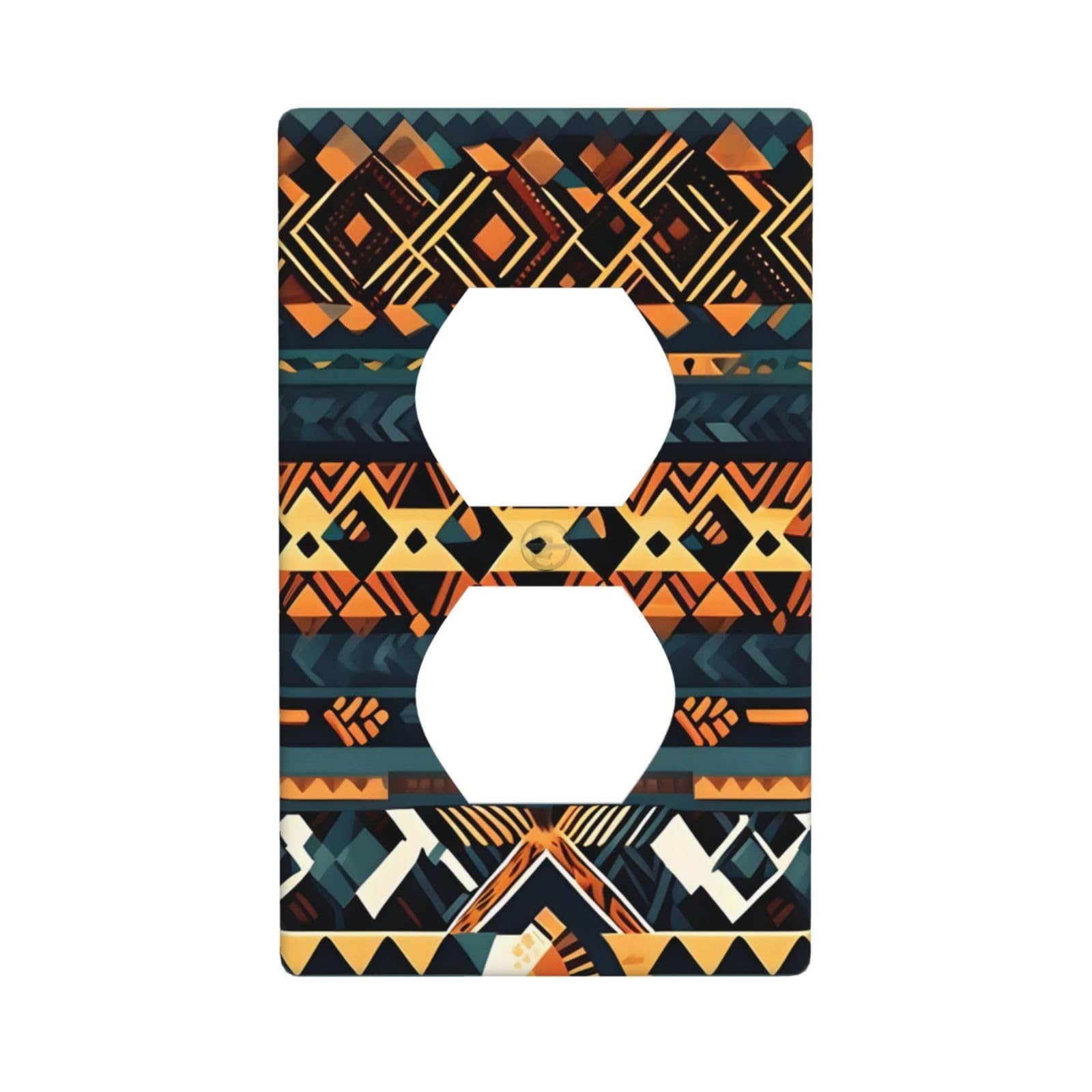 African Tribal Ethnic Texture Decorative Switch Plate Cover-Unbreakable Polycarbonate Wall Plate for Home Office, 1 Gang with Screws