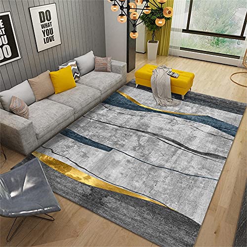 Tapis de salon moderne gris et bleu 80x120 cm graphique - 2