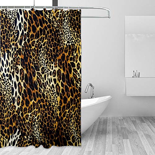 Rideau de douche léopard imperméable anti-éclaboussures en polyester solide - 5