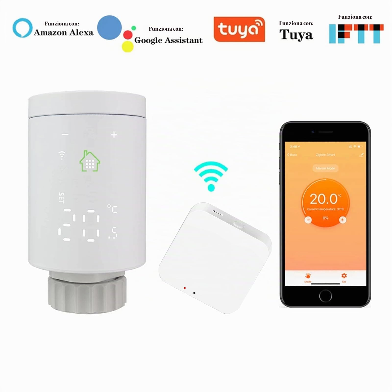 Wifi Zigbee3.0 TRV Valvola termostatica Termostatica Radiatore Controller Heater Voice & APP Telecomando