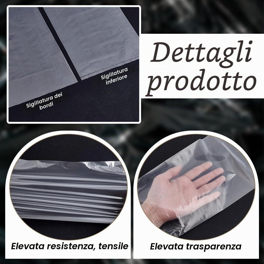 PH PandaHall 100x15cm Bustine in Plastica Trasparente Lungo Sacchetti di Polietilene, 100pz Buste Protettive Sacchetto di Stoccaggio Arte per Riporre Dipinti Opere d'Arte Maniche Poster