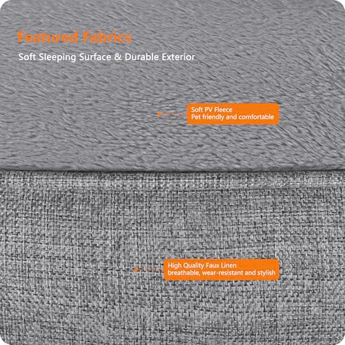 HMTOPE Hundebett, Hundesofa, Hundekissen, Hundekörbchen Abnehmbar und waschbar, Hellgrau, 110 x 86 x 26 cm