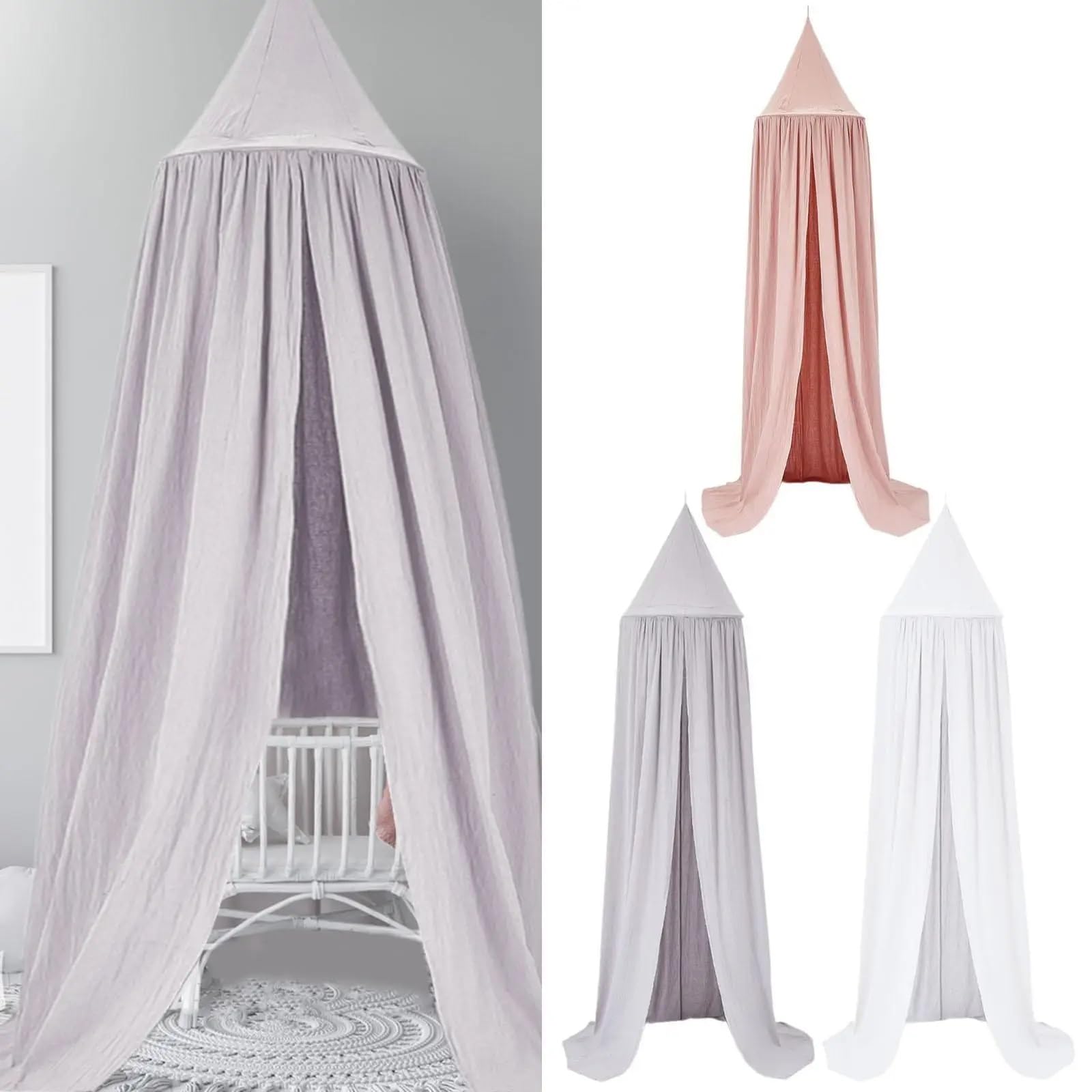 Cupola a baldacchino for letto for bambini for tende rotonde for bambini Tende da gioco for castello for l'arredamento della camera da letto(Gray)