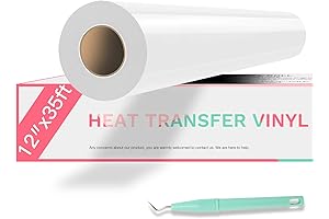 HTVRONT Heat Transfer Vinyl White Roll for Cricut Cameo 12" x 35ft