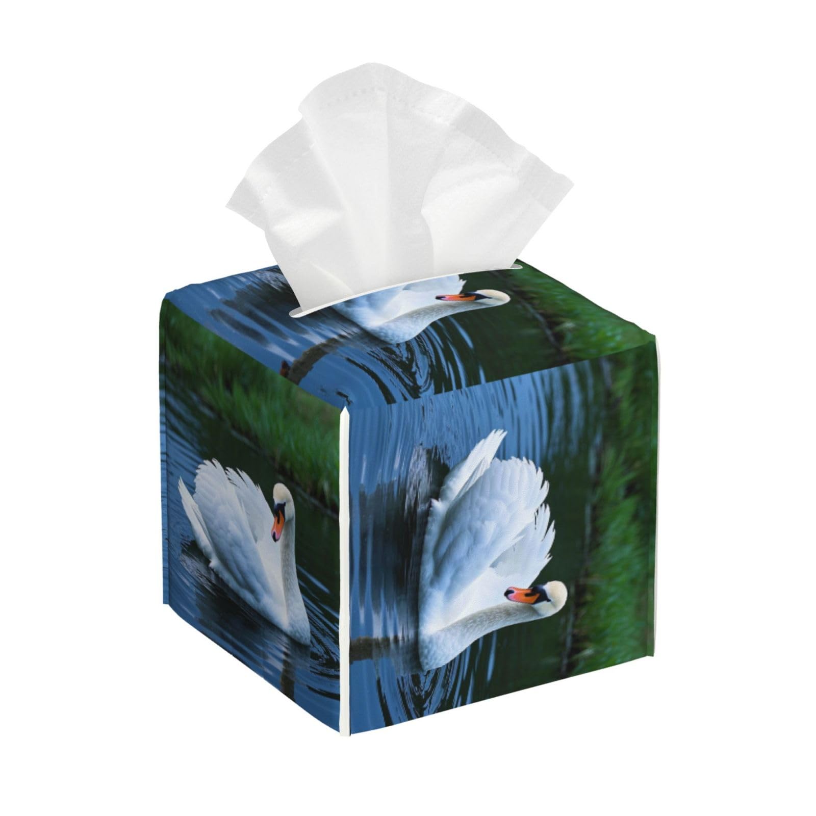 White Swan Tissue Box Cover Square Cube Boxes