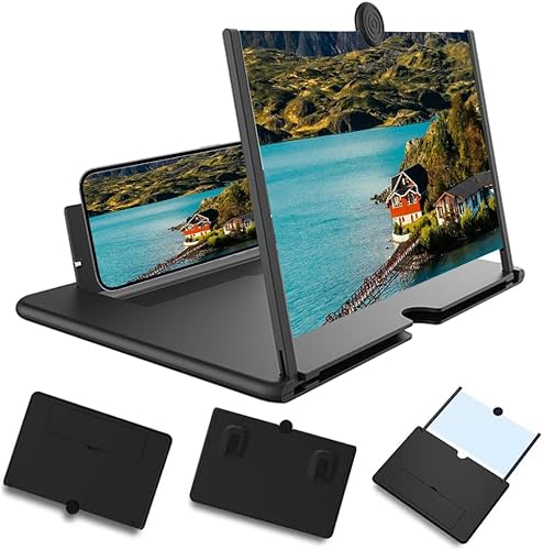 Pantalla de lupa para teléfono móvil, proyector de aumento 3D HD, soporte plegable para teléfono con amplificador de pantalla para películas,