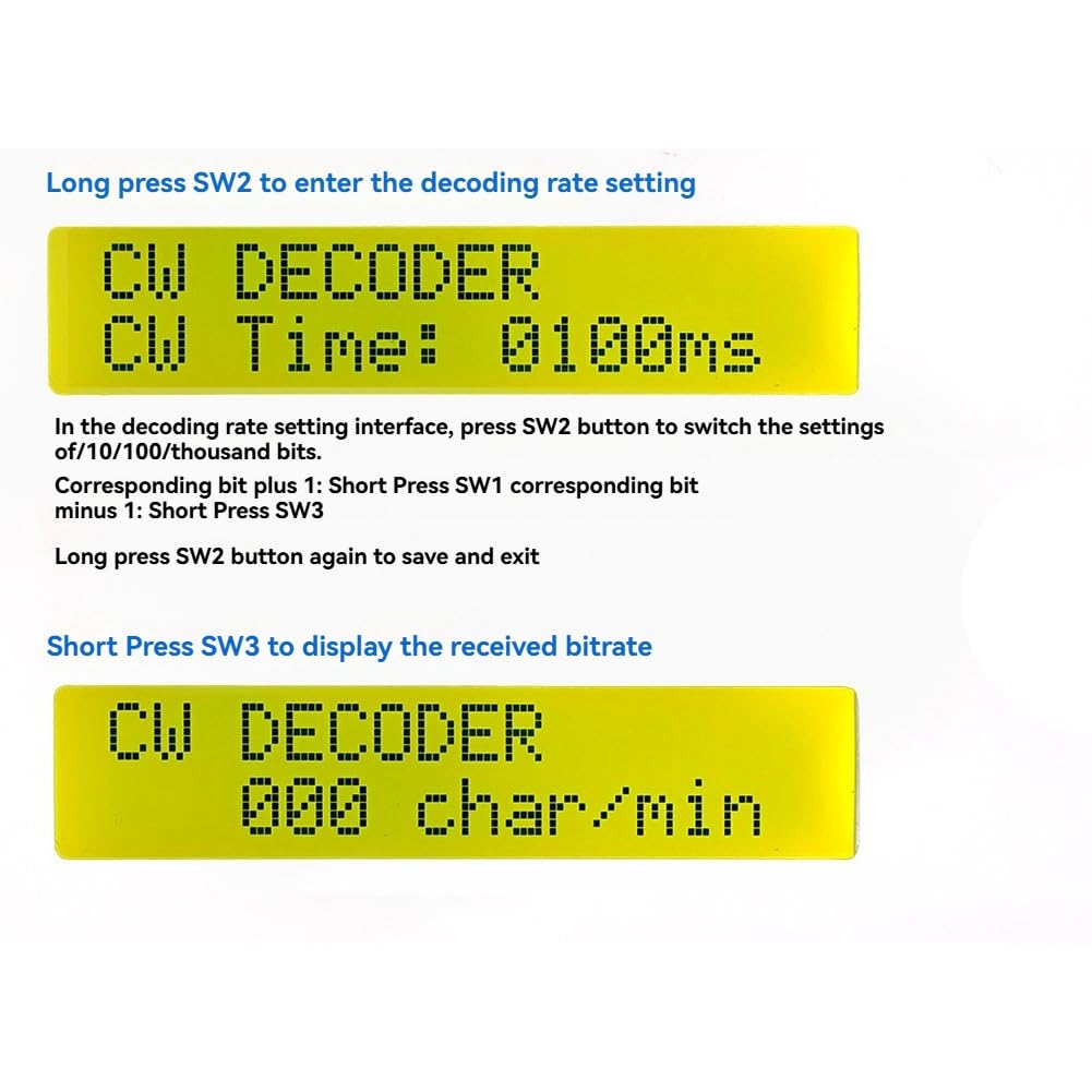 Decodificatore Morse Code CW Aggiornato + con Display Digitale LCD Kit Trainer Morse Code Decoder CW