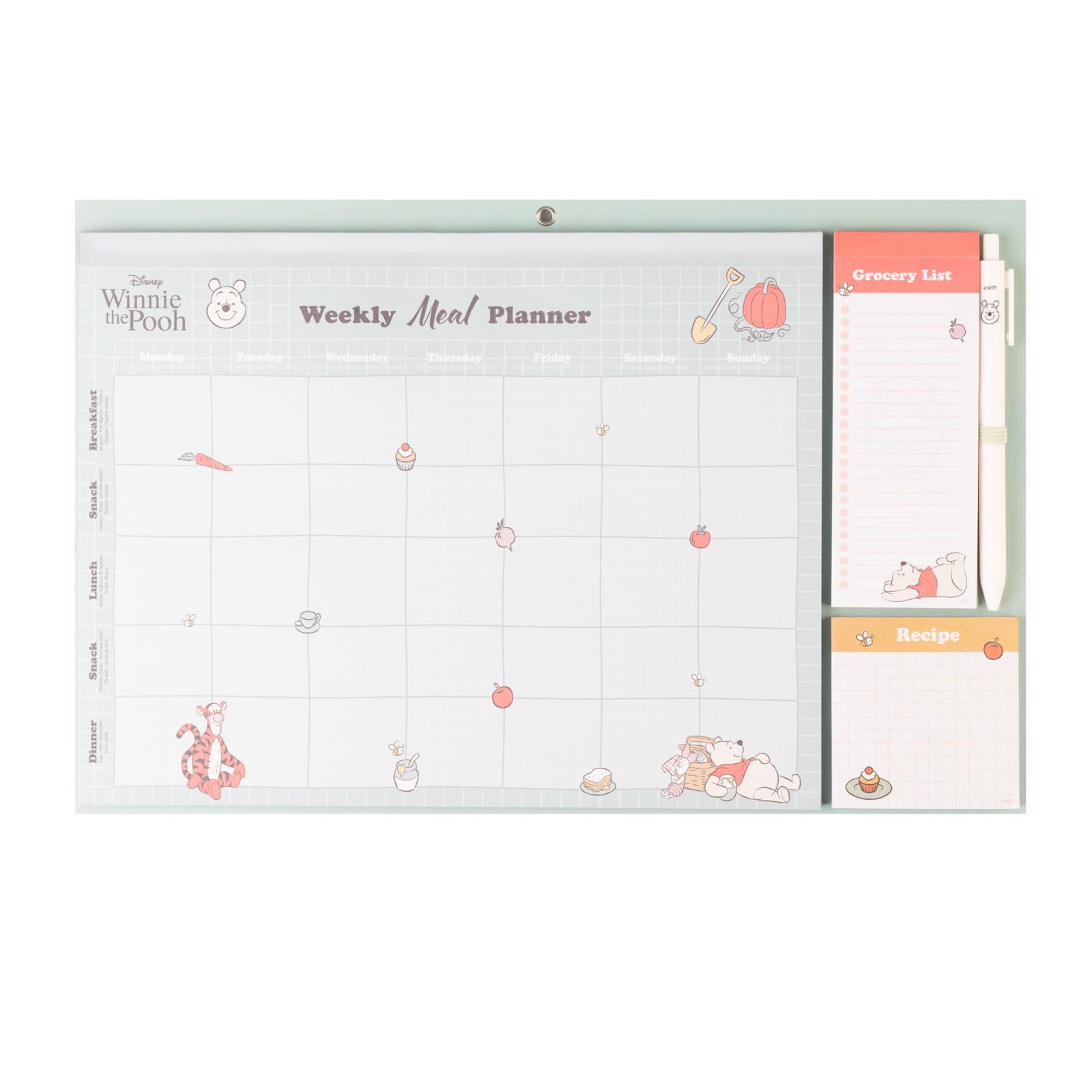 Grupo Erik Magnetic Meal Planner for Fridge - Disney Winnie the Pooh Gifts | Weekly Planner with Shopping List Pad + Sticky Notes + Pen | Disney Gifts under 15 Pounds