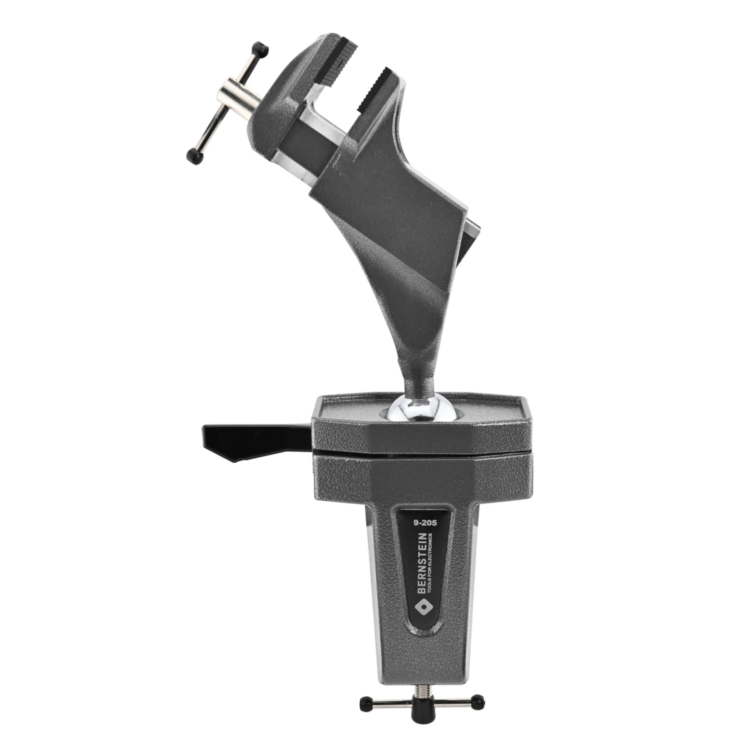 BERNSTEIN Spannfix Kugelgelenk Schraubstock Drehbar 360° + 45° Neigbar | Zum Anklemmen | Ganz aus Stahl geschmiedet | Unzerbrechlich | Höchste Präzision