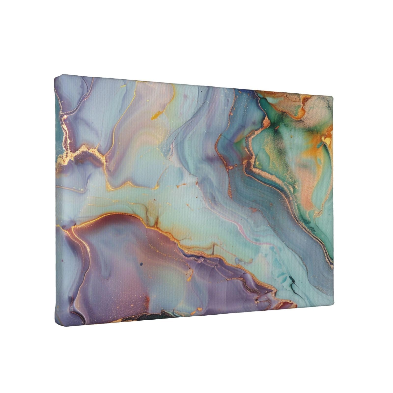 YKLJG colourful marble Printed Wall Art Canvas Painting 30x20 CM Wooden Framed Picture Painting Artwork Prints for Bedroom Kitchen Home Office Decor
