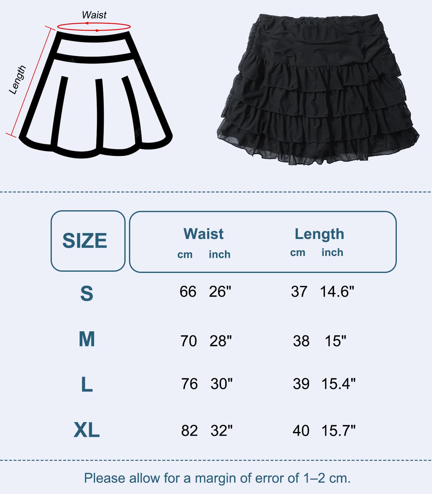 Mini Falda de Mujer Cintura Elástica Tul Capas con Pantalón Corto