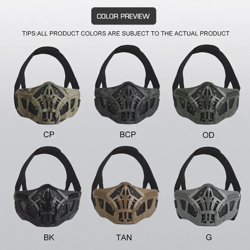 Peminkoo Maschera Tattica Mezza Faccia Paintball Airsoft Maschera Protettiva Scorpione Design Interno in Silicone Maschere Traspiranti Cosplay