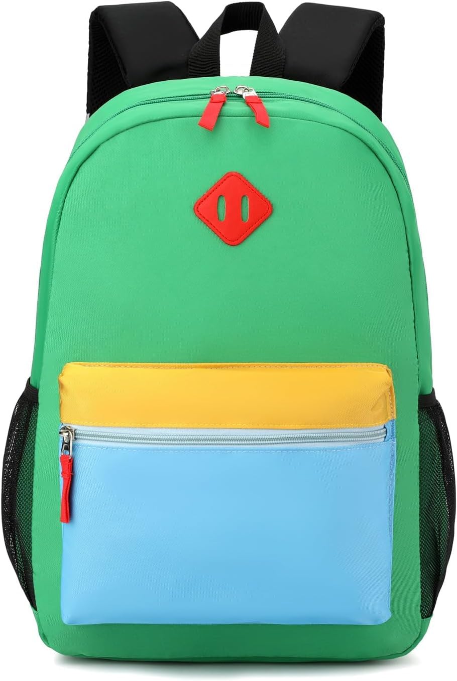 Yvechus Kids Backpack Elementary School Backpacks 5-9 Years for Boys and Girls with Chest Buckle (Green Blue, Large-17 H)