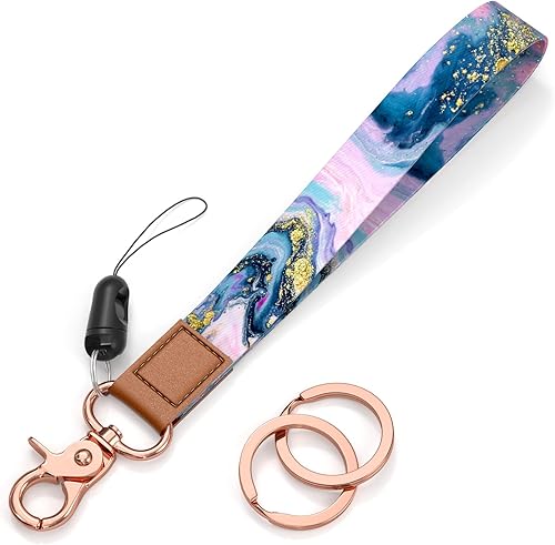 Rimilak Llavero de pulsera, cordón de muñeca para mujeres y hombres, llaves de automóvil, insignias de identificación, tarjeta, cartera, cámara de