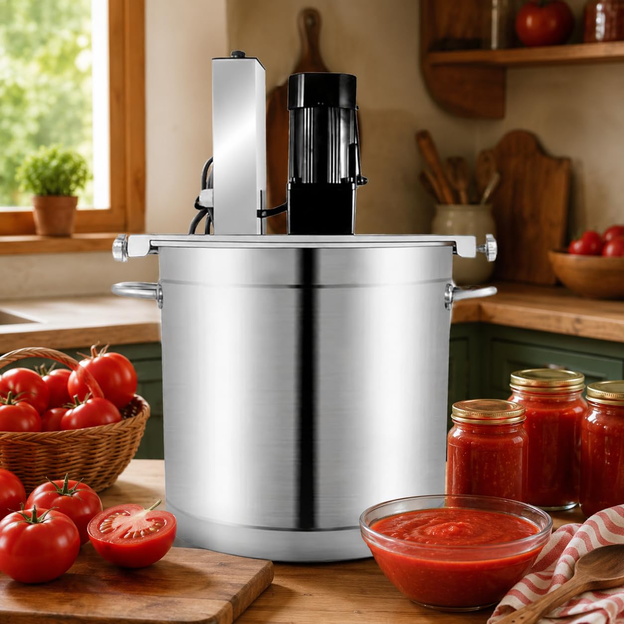 Máquina mezcladora de mermelada automática comercial con cuchillas raspadoras de doble capa para producción de salsas, dulces, relleno y pasta