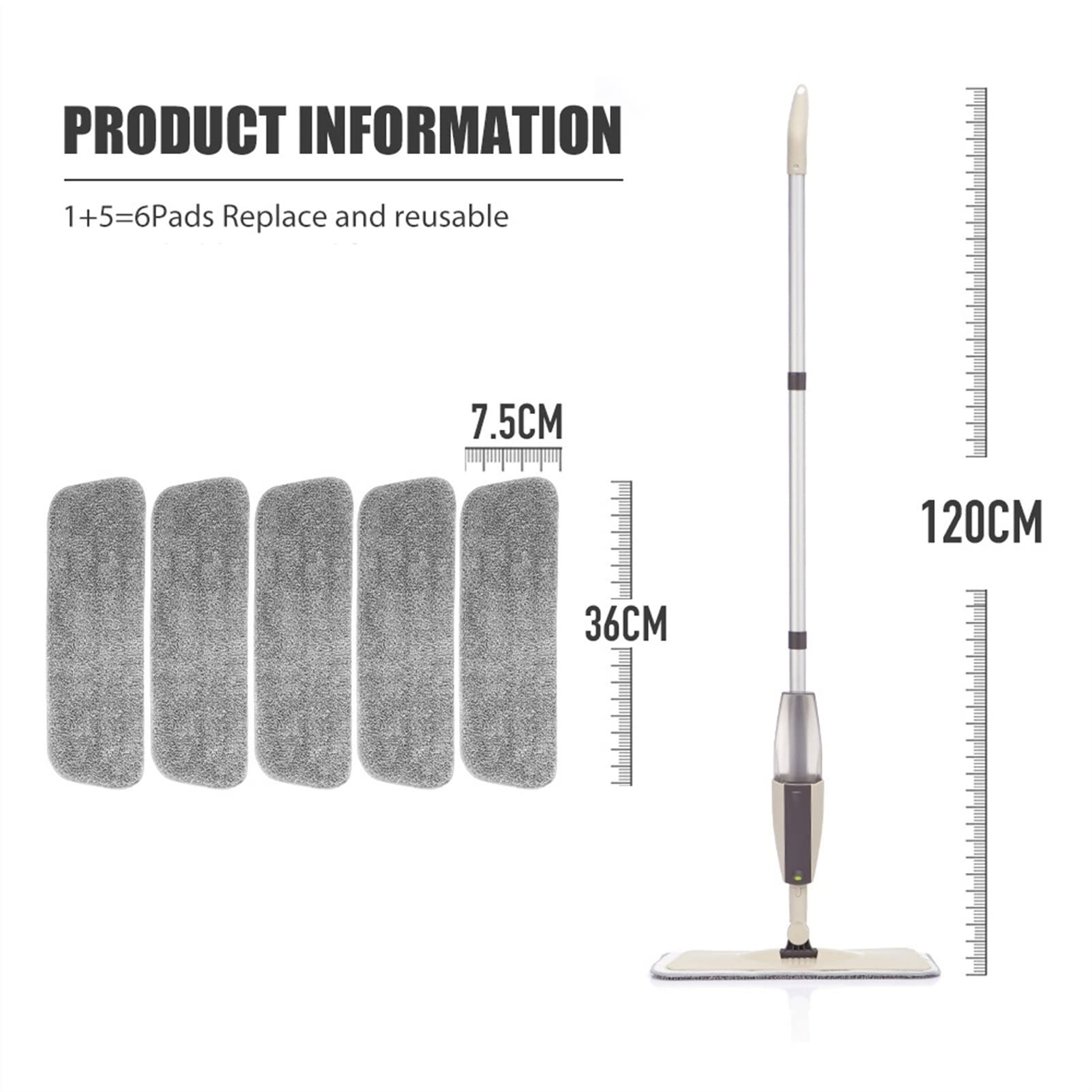 PISO DE PISO DURANTE FRENTE DE SPRAY DE MOP CON PIEZAS DE MICROFIBRAS REUSABLE 360 GRADO MANGE FRONEZA for LA COCINA DE HOGAR Laminado Laminado Azulejos de cerámica de madera Limpieza del piso