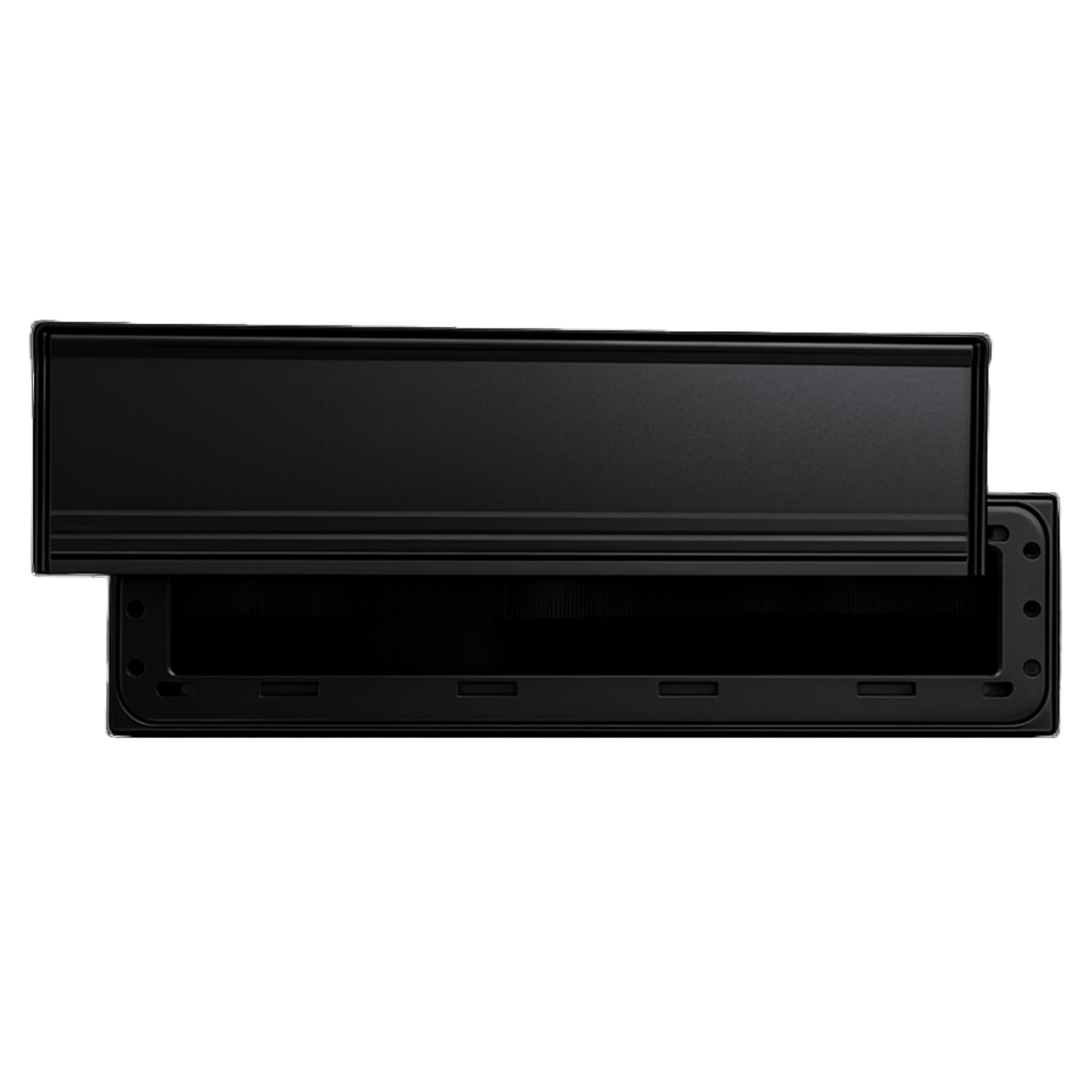 Exitex Black Internal Letterbox Draught Excluder With Flap, Aluminium Plate With Bristle Seal, Spring Closing Flap, Reduces Draughts & Dust, Saves Energy, Easy 5 Min Fit For Standard Letterboxes (Black)
