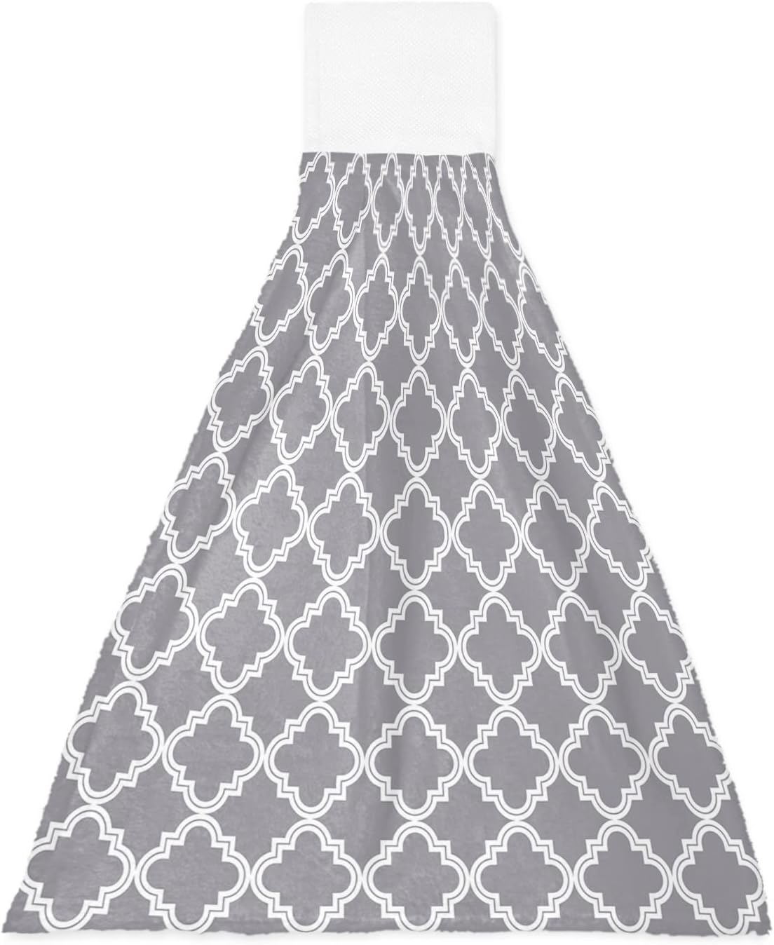 Hanging Kitchen Towels with Loop Moroccan Pattern Hand Tie Towels Set of 2 Geometric Trellis Grey Soft Absorbent Dish Dry Towel for Kitchen Bathroom Tabletop Tea Bar Decor Housewarming Gift