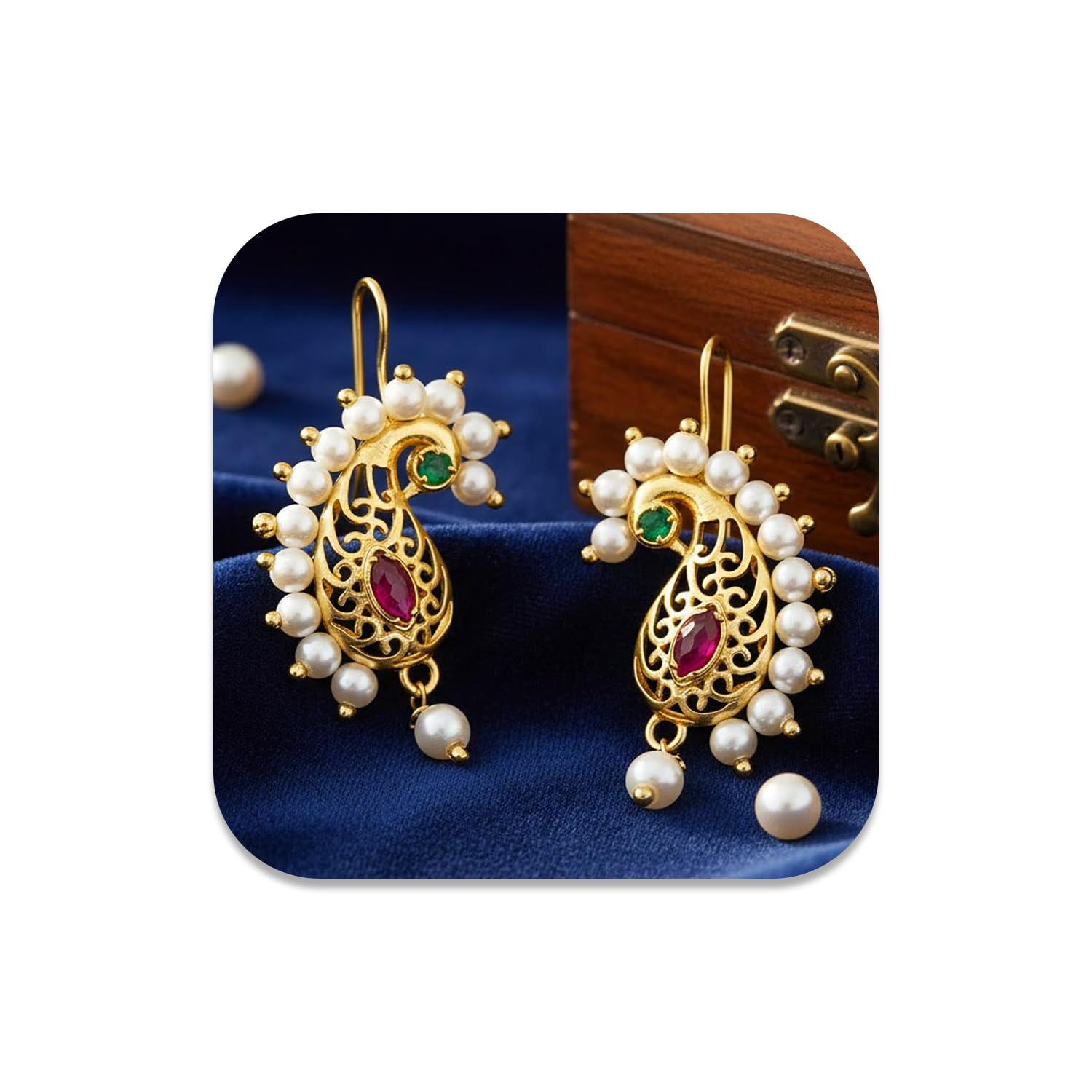 vama Pink Gold Plated Base Metal and Cubic Zirconia Bugadi Earring for Women-picture-21