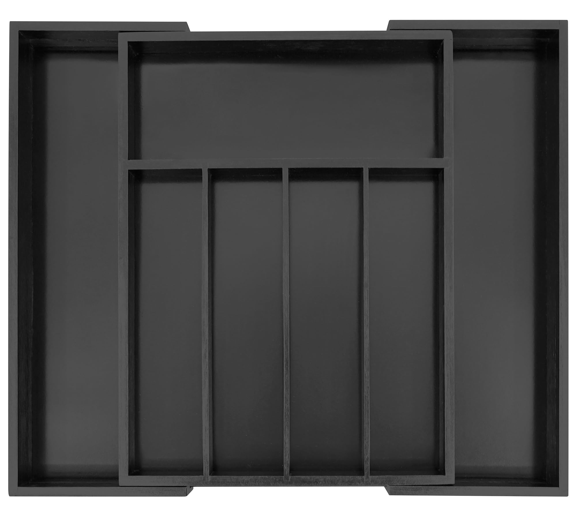 Utoplike Black Bamboo Cutlery Drawer Organiser, Extendable Cutlery Tray,