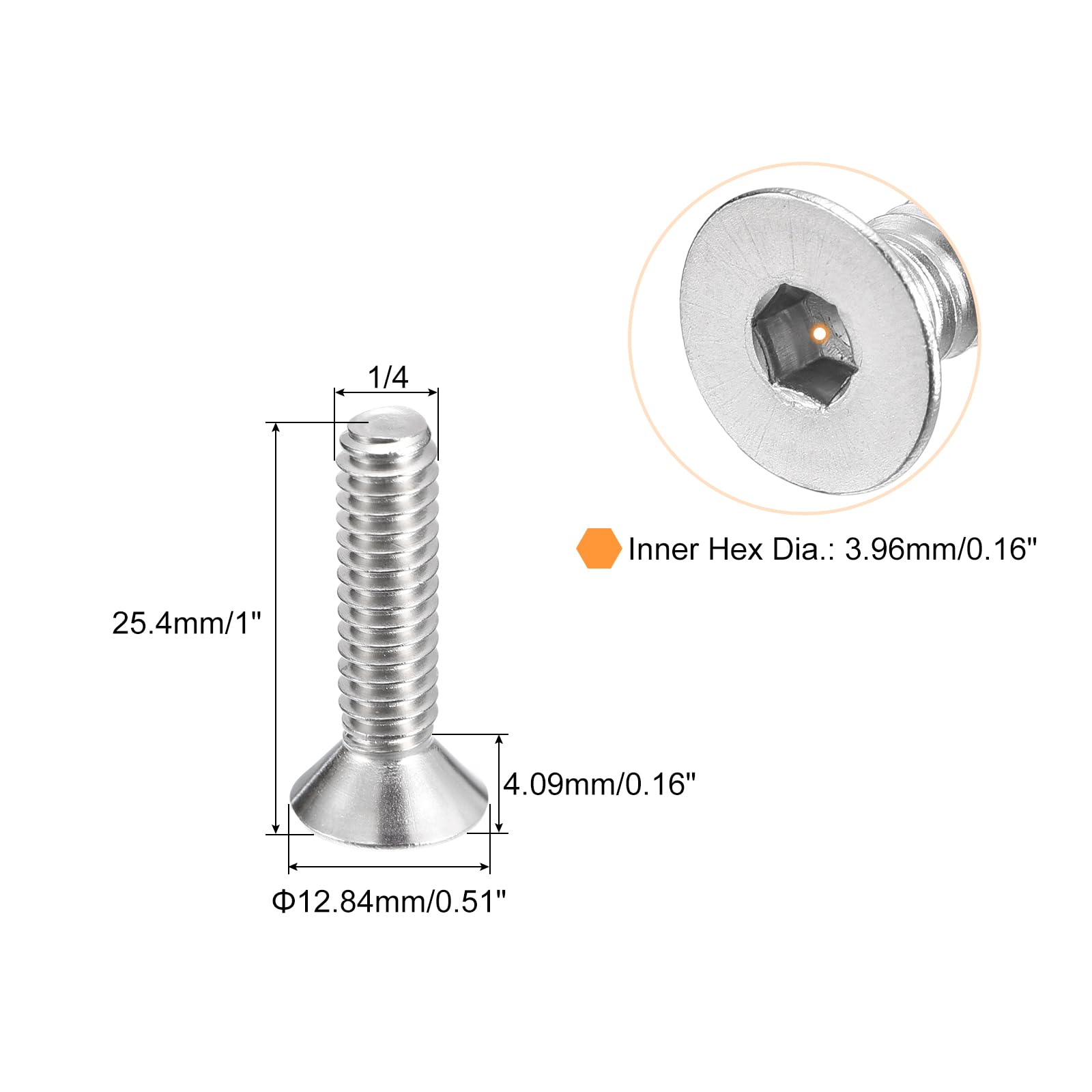 Lote De 150 Tornillos Cabeza Avellanada M4 X 16 Mm | Acero Inoxidable Con Hexágono Interior | Incluye 2 Llaves Hexagonales