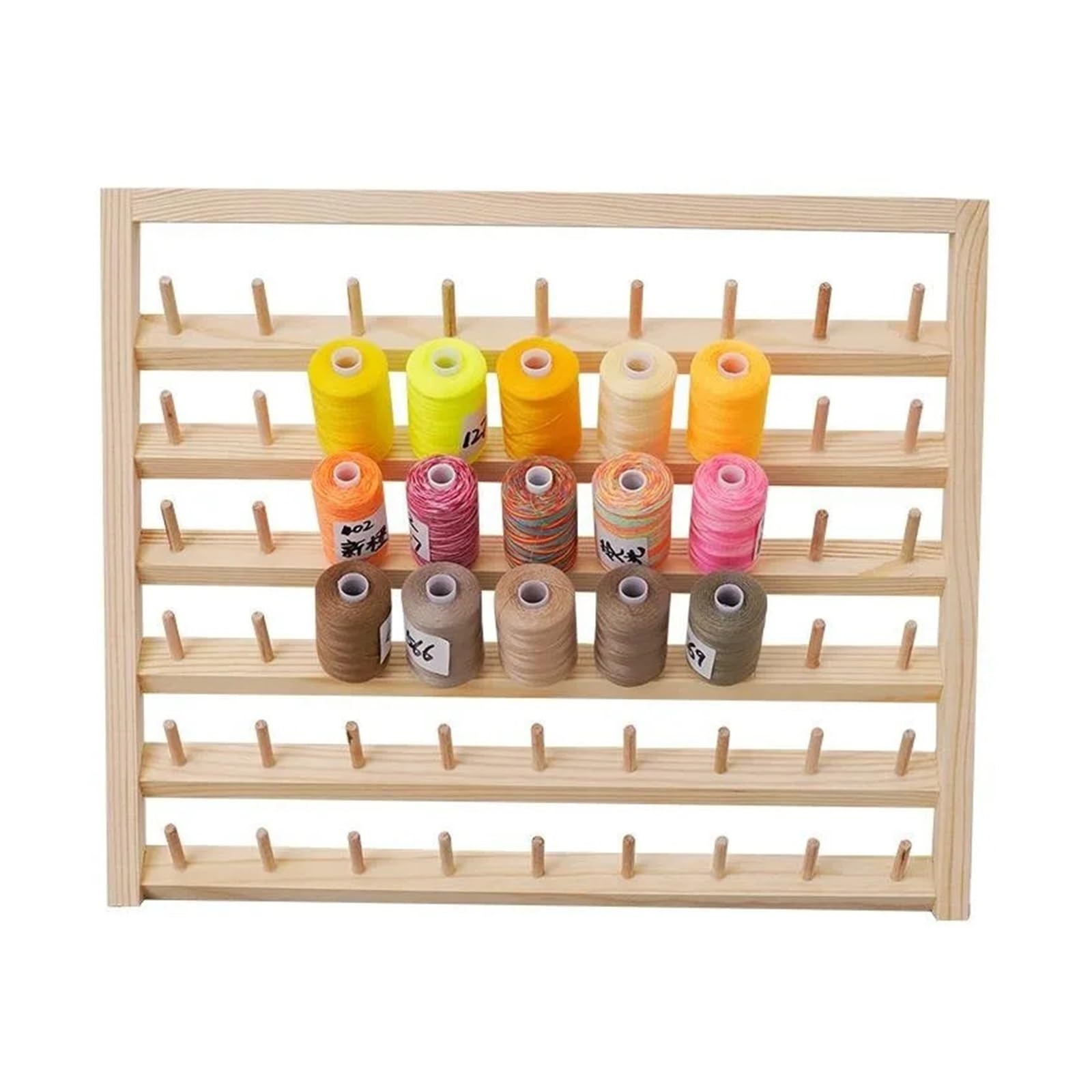 Fadenspulen-Halter 48/54 Spulen Nähgarn Aufbewahrungsbox aus Holz Spule Garnhalter Home Stickerei Klapprahmen Nähständer Organizer in mehreren Größen Für Stickerei, Quilten, Nähen, Haarflechten(54 Spo