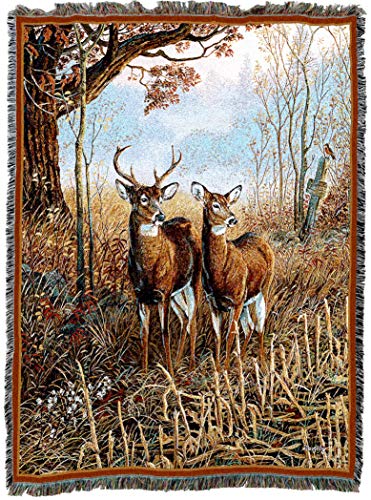 Country Treasures Blanket By Terry Doughty - Deer Wildlife Lodge Cabin Gift Tapestry Throw Woven From Cotton - Made In The Usa (72X54) #TOP3