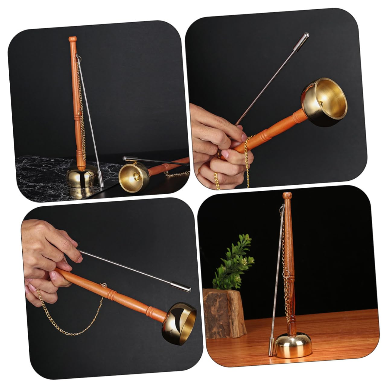 BESTonZON Portable Copper Yin Bell Traditional Meditation Instrument for Temple Use Handle Percussion Tool for Mindfulness and Relaxation