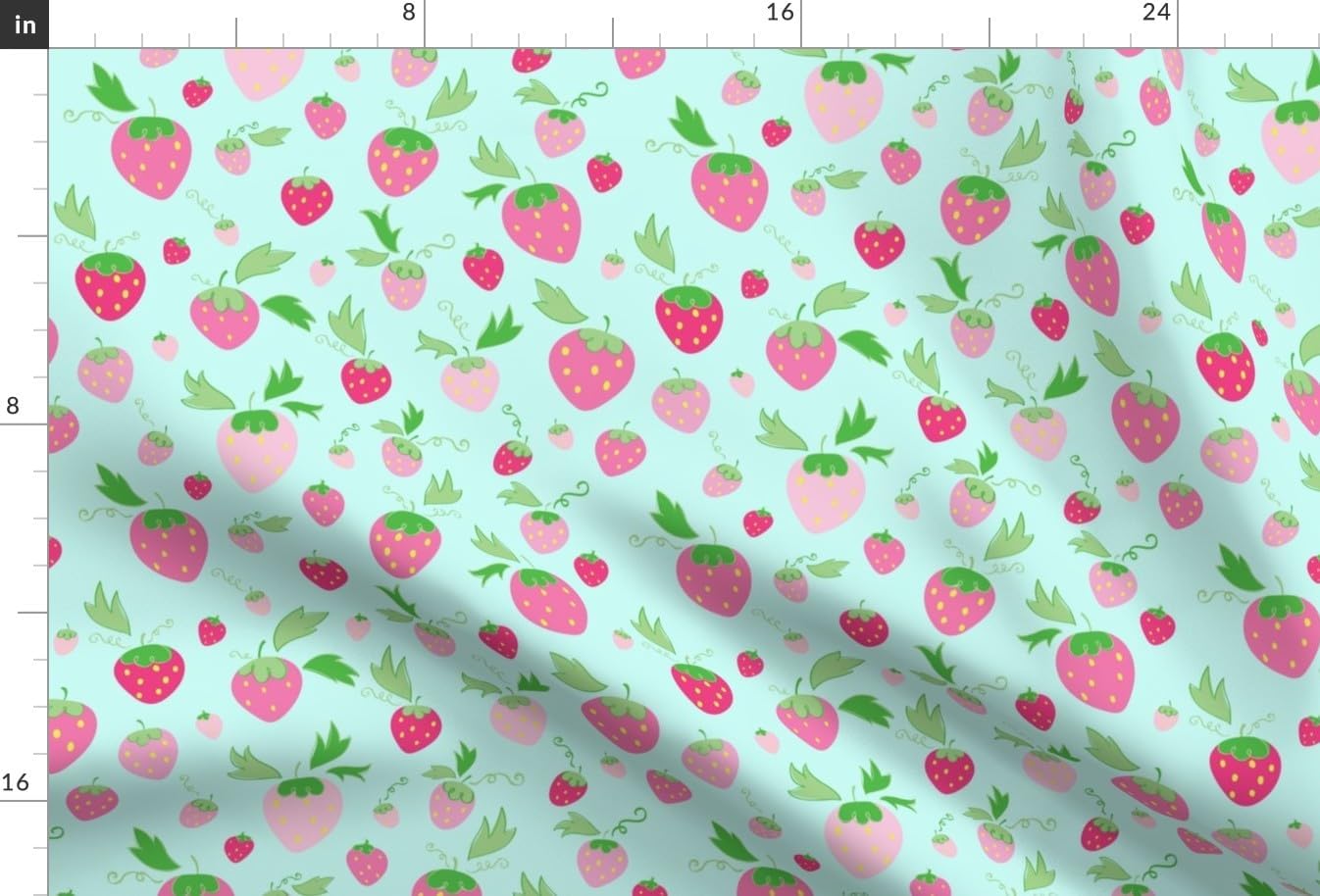 Spoonflower Fabric - Strawberries Mint Strawberry Green Berry Pink Cream Magenta Fruit Printed on Upholstery Velvet Fabric Fat Quarter - Upholstery Home Decor Bottomweight Apparel