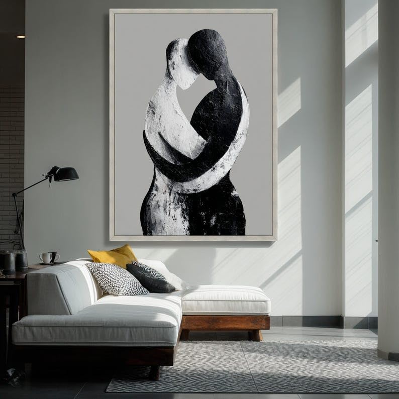Affiche moderne romantique silhouette grand format salon chic