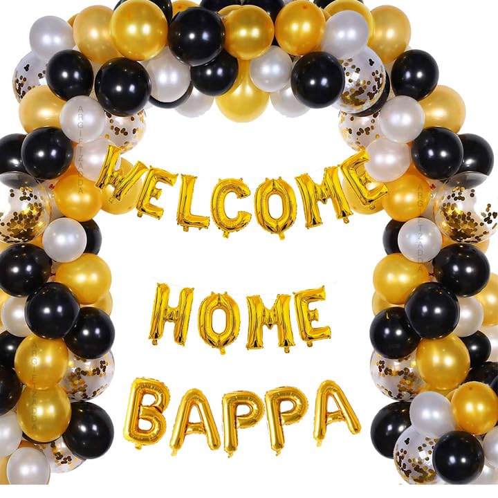 Image of AR GIFTZADDA inchWelcome Home Bappa inch Letter Alphabet Foil Balloon Kit for Ganesha Birthday Decoration, Ganpati, Ganesh Ji, Welcome Ganesha, Ganesh Chaturthi , Visarjan Celebration, Temple Decoration (Welcome Home Bappa Balloon Kit)