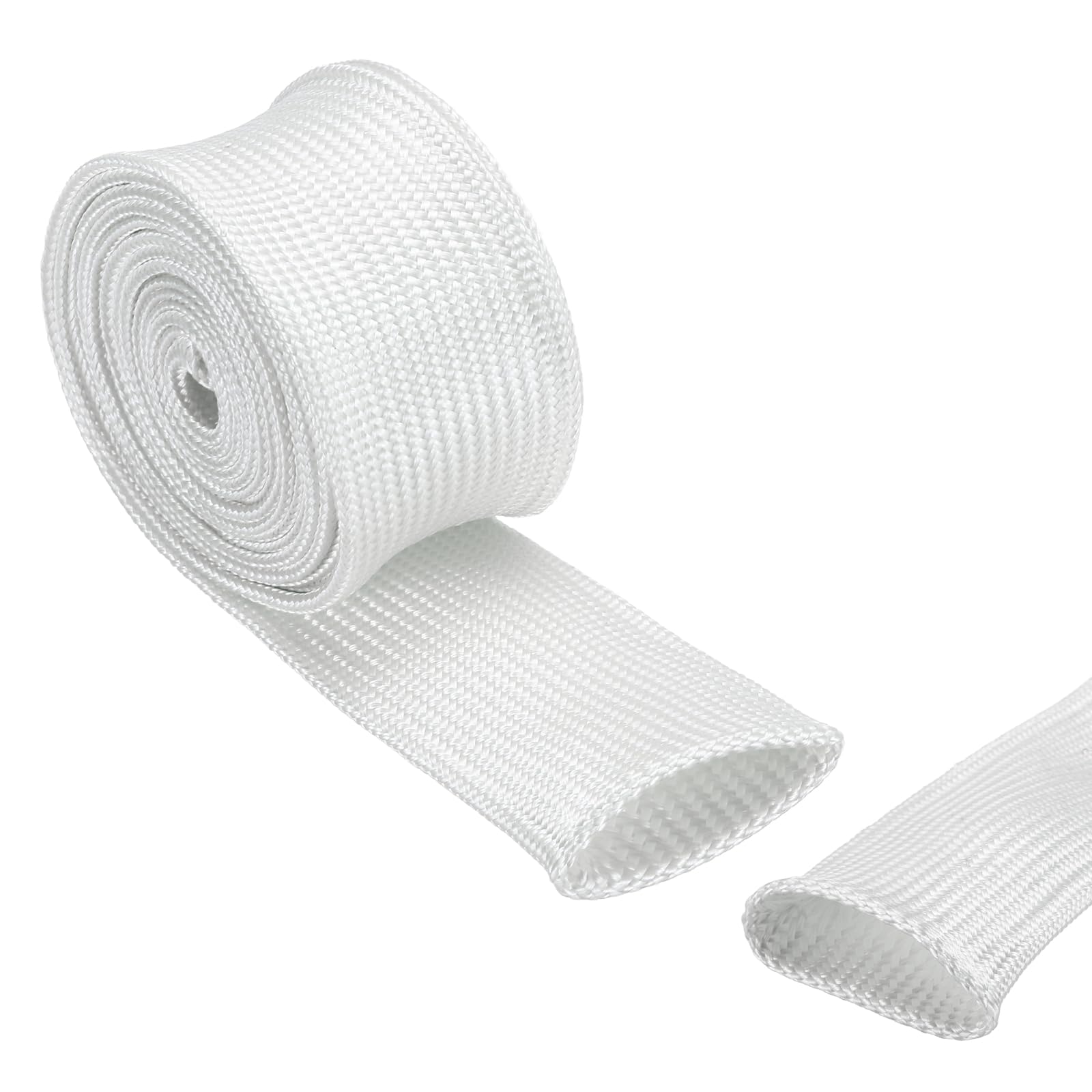 sourcing map Insulation Cable Protector,30mm/1.18 Inch-2m/7 Feet High TEMP Fiberglass Sleeve White