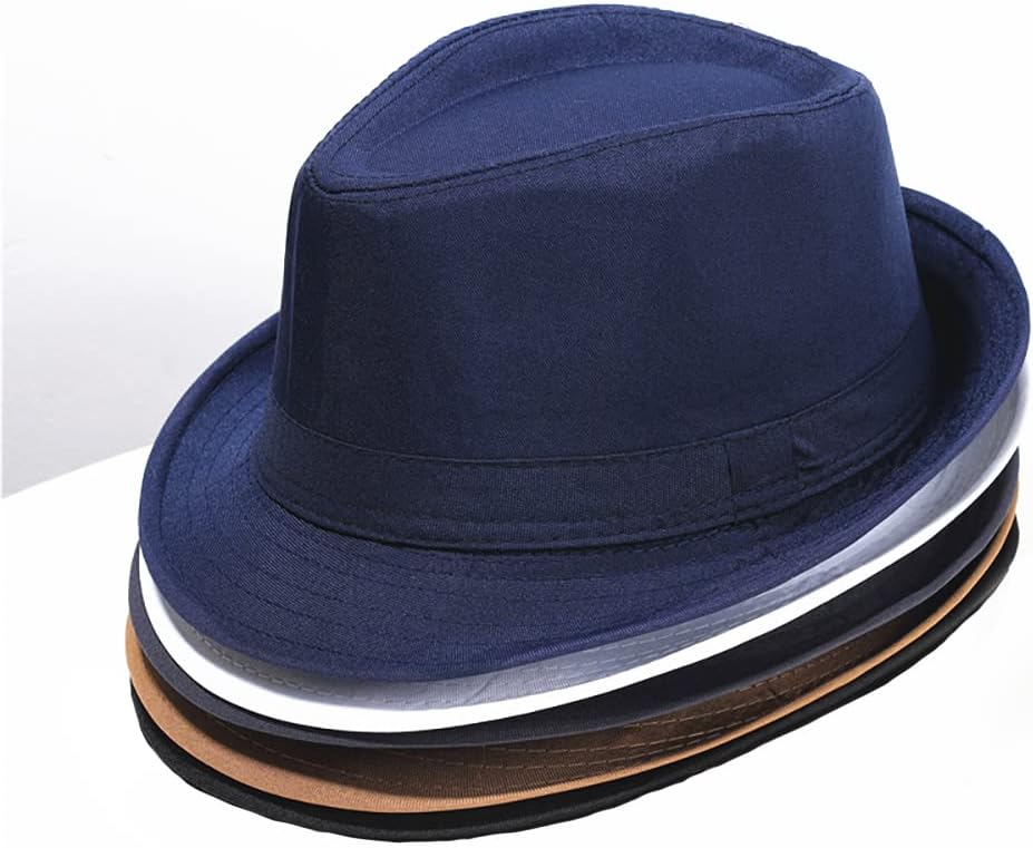 Gionforsy 5 Pack Mens Fedora Hat (US, Alpha, Medium, 5pack-Cotton Mixed Dark Color)