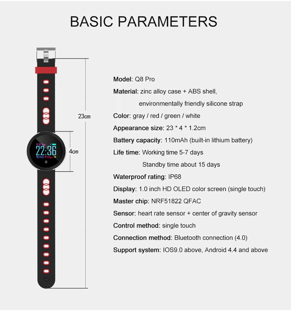HYLR Fitness Tracker z pulsometrem, wąski, sportowy zegarek z monitorem snu, krokomierz dla dzieci, kobiet i mężczyzn