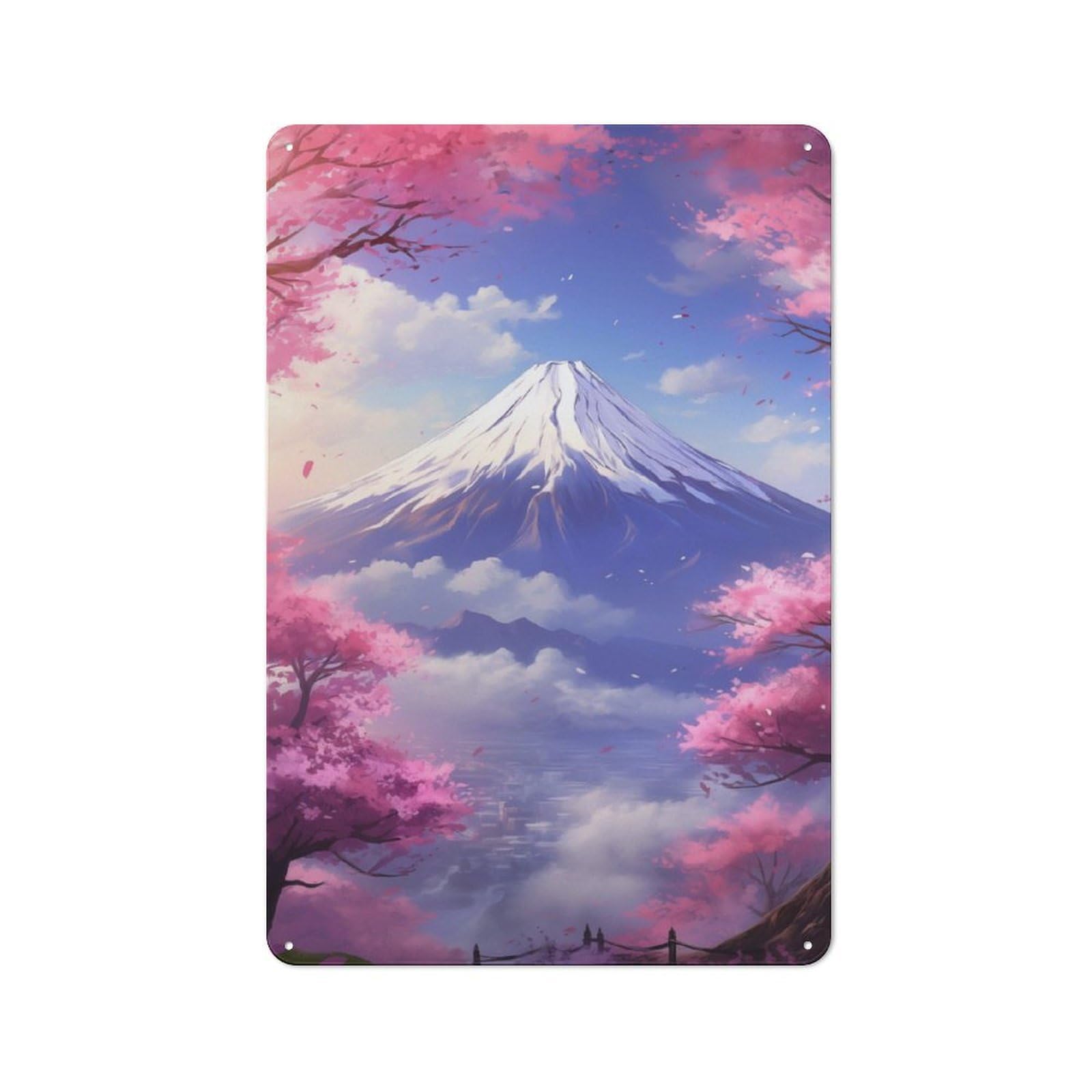 Junmoney Cherry Blossom Japan For Guest Room Or Hallway, Retro-Style Tin Sign 30X20cm, For Vintage Wall Decor Fans, For Themed Room Decoration