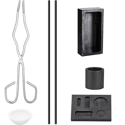7pcs Graphite Crucible Set, Ingot Mold Set High Purity Graphite Torch Melting Casting Kit for Metal,Gold,Silver and Copper Ingot Torch Melting Kit Tool Mould Set