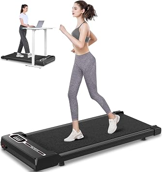HomeFitnessCode Walking Pad Treadmill, Treadmills for Home, 2.5HP Portable Electric Under Desk Treadmill with LED Display & Remote, Adjustable Speed, No Assembly Black-Classic