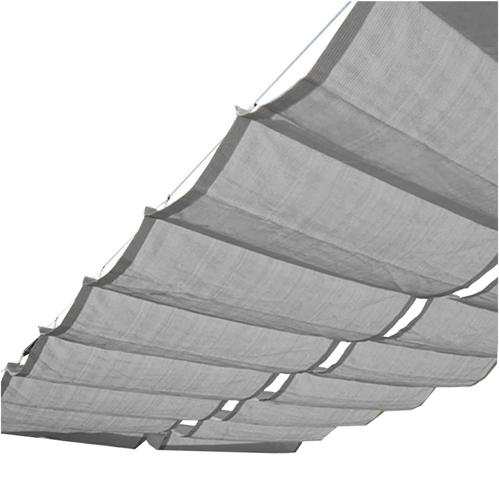 Sonnensegel in U-Form, Wellenform, Schattendach, Schieberollo mit Befestigungssatz, Terrassendekoration (Farbe: Grau, Größe: 1 x 5 m)