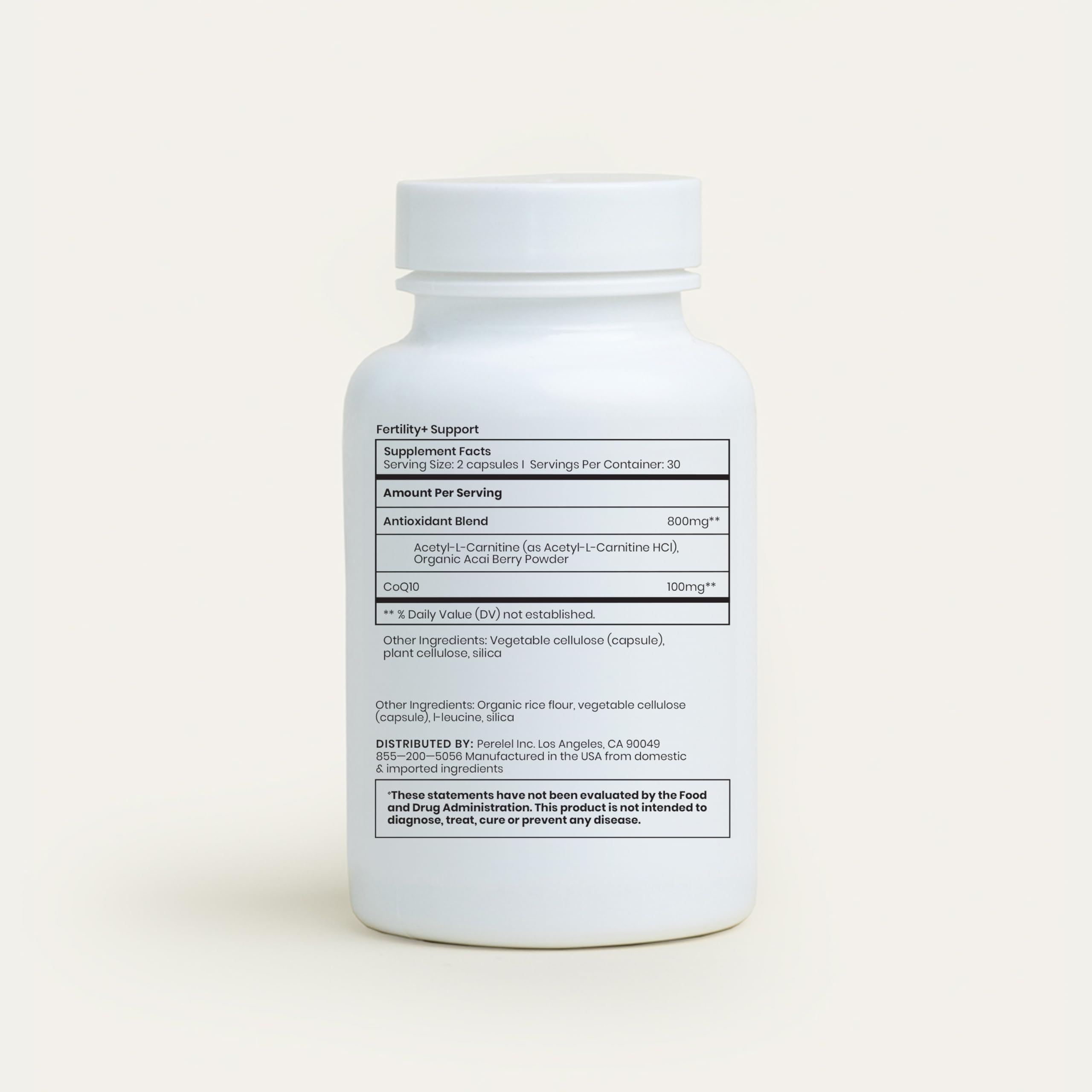 Perelel CoQ10, Acai Berry & Acetyl L Carnitine Supplement for Fertility Support - Antioxidant-Rich Fertility+ Support - Gluten, Soy, GMO & Dairy Free Supplements for Women (60 Capsules)