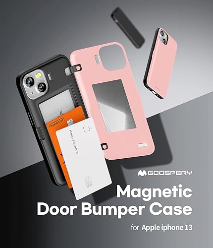 Miniatura 24 de GOOSPERY Parachoques magnético para puerta compatible con iPhone 13, funda tipo cartera con tarjeta, cierre automático de fácil imán, protección