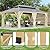 Garvee 12x20 ft Hardtop Gazebo with Nettings and Curtains, Wood Grain Heavy Duty Double Roof Galvanized Steel Outdoor Combined of Vertical Stripes Roof for Patio, Backyard, Deck, Lawns, Khaki