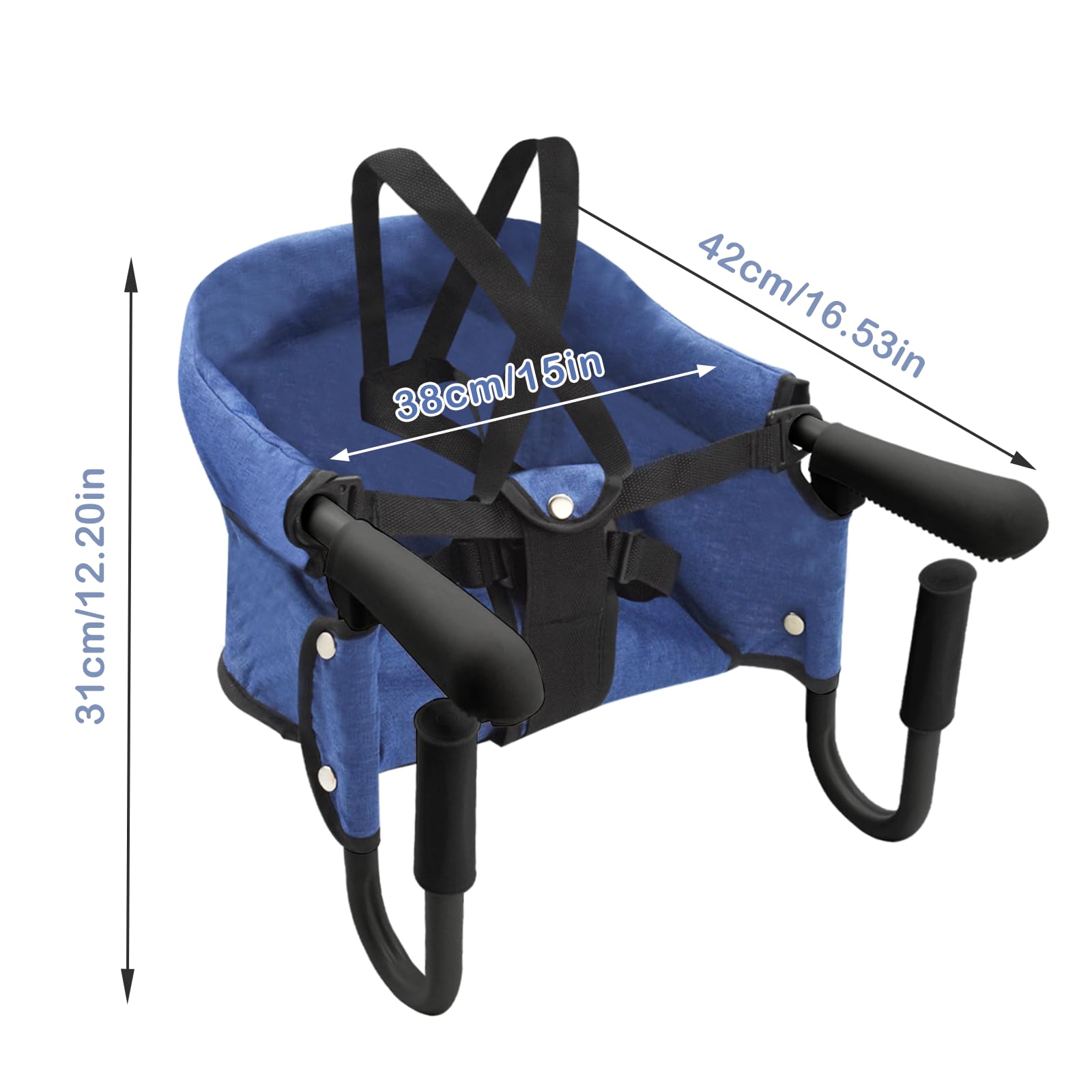 Trona Portátil Bebé, Sillita Ajustable A La Mesa Mesa Asiento de mesa para bebé, Fast - Trona con Cinturón de Seguridad, plegable Trona de Viaje Arnés de 7 puntos(6-36 meses), Azul
