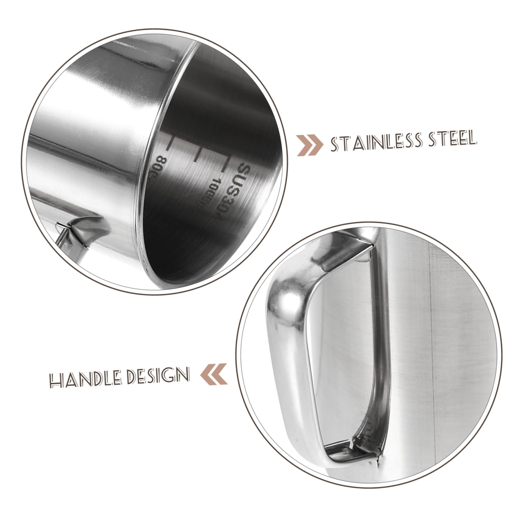 FUNOMOCYA Stainless Steel Measuring Cup Scale 1000ml Laboratory Beaker Accurate Graduation for Kitchen Use