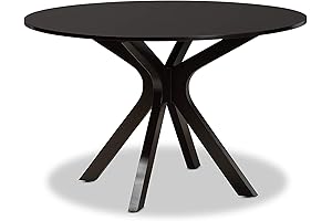 Baxton Studio 48" Round Dining Table: Brown Elegance for Gatherings
