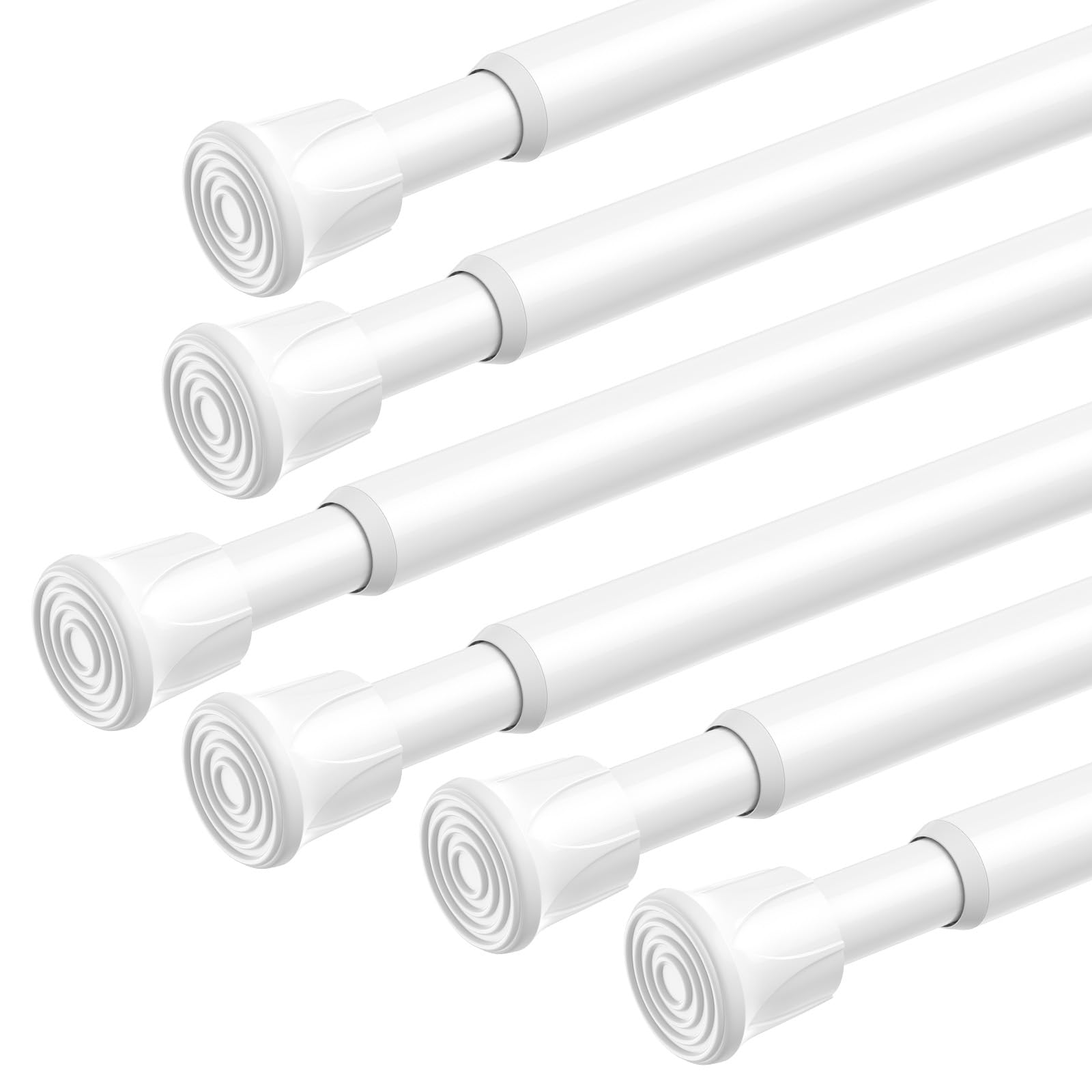 Tension Curtain Rod Spring Tension White 28-46Inch adjustable Curtain Rod 6PCS small Tension Rod of Small Window Cupboard Kitchen Closet